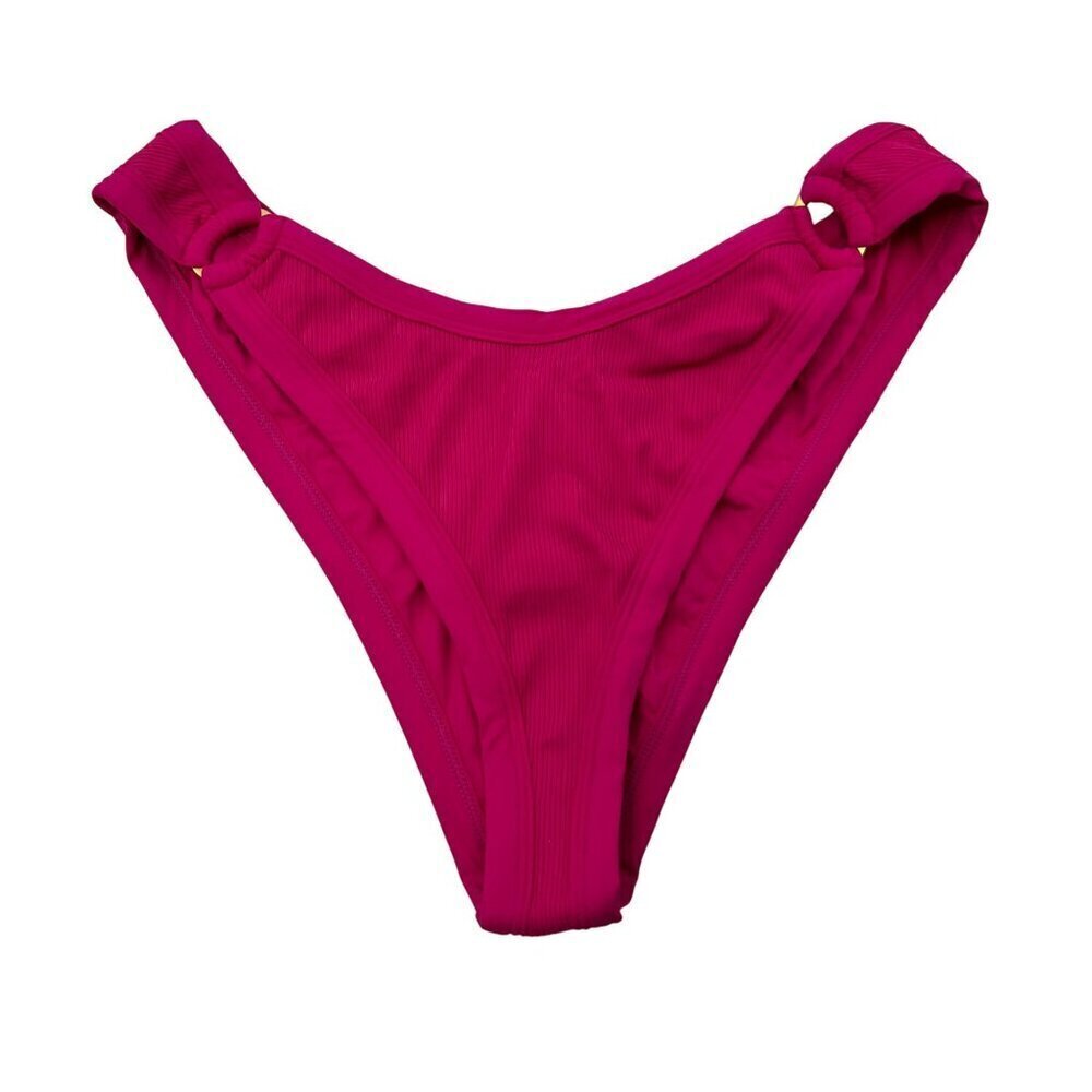 L*Space Women’s Anna Bikini Bottom Bitsy Cut Pink Ribbed Size XL New